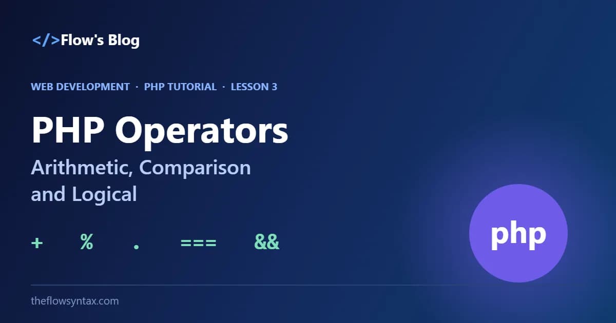 PHP Operators: Arithmetic, Comparison and Logical