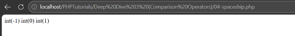 PHP comparison operators spaceship output returning minus one, zero and one