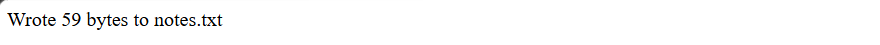 PHP file handling output confirming file_put_contents wrote 59 bytes to notes.txt