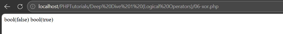 PHP logical operators xor output returning false for two true values and true for one