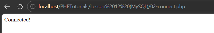 PHP MySQL PDO connection output printing Connected after a successful database connection