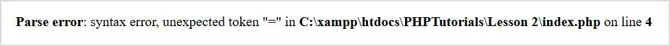 PHP parse error shown after trying to reassign a constant