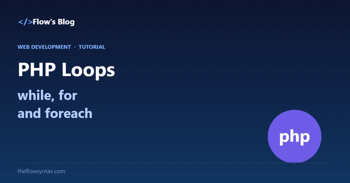 PHP loops tutorial cover: while, for and foreach explained