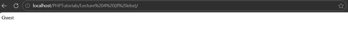 PHP null coalescing operator output showing Guest as the default name