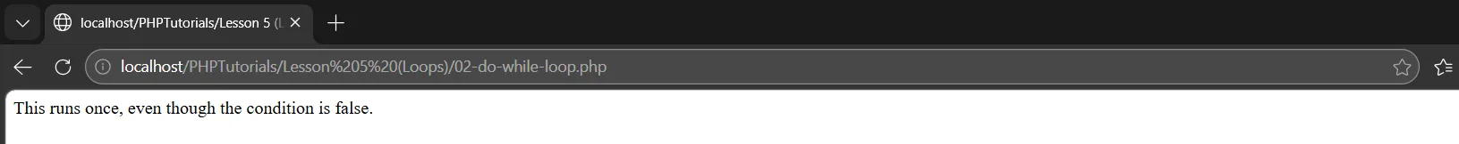 PHP do while loop output showing the body runs once even though the condition is false