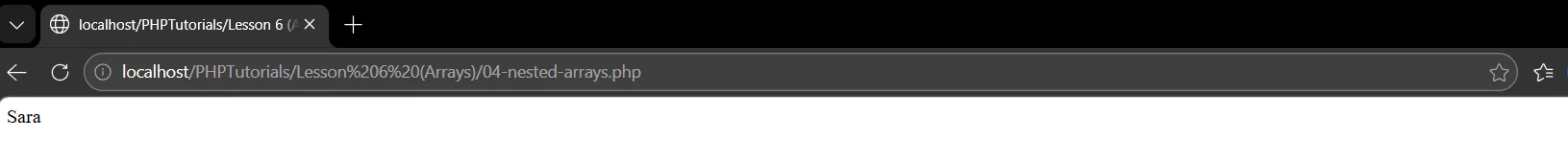 Nested PHP arrays output printing Sara, the name of the second student