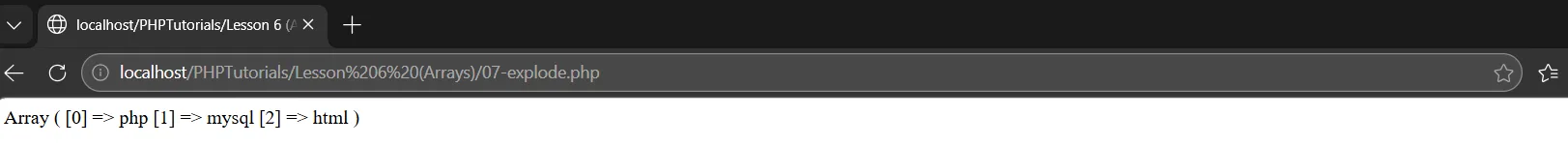 PHP arrays from explode: the string php,mysql,html split into three items
