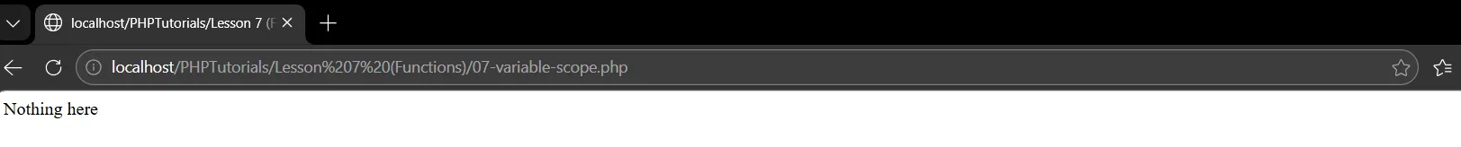 PHP functions variable scope output printing Nothing here because the outside variable is invisible